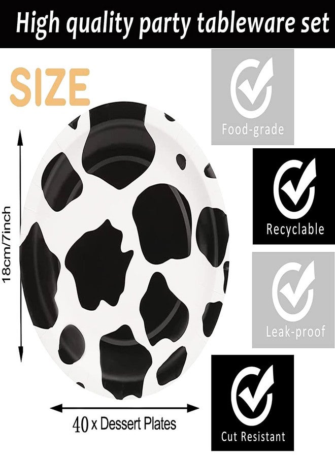 HSPAIDYP 40 Pcs Cow Print Party Supplies Cow Print Paper Plates 7" Cow Party Plates for Farm Animal Barn Cow Theme Baby Shower Cowboy Cowgirl Farmhouse Cow Birthday Party Decorations - Image 2